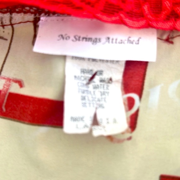 Chic Red and Cream Women's Silk Lace Swim Cover-Up ROBE - Picture 6 of 6